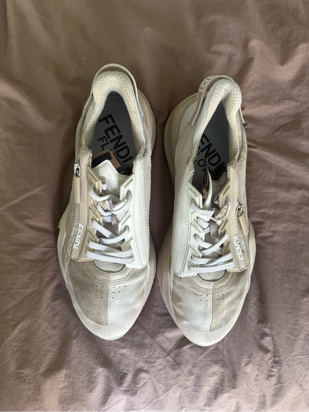 Fendi Men’s Beige and Cream Sneakers
